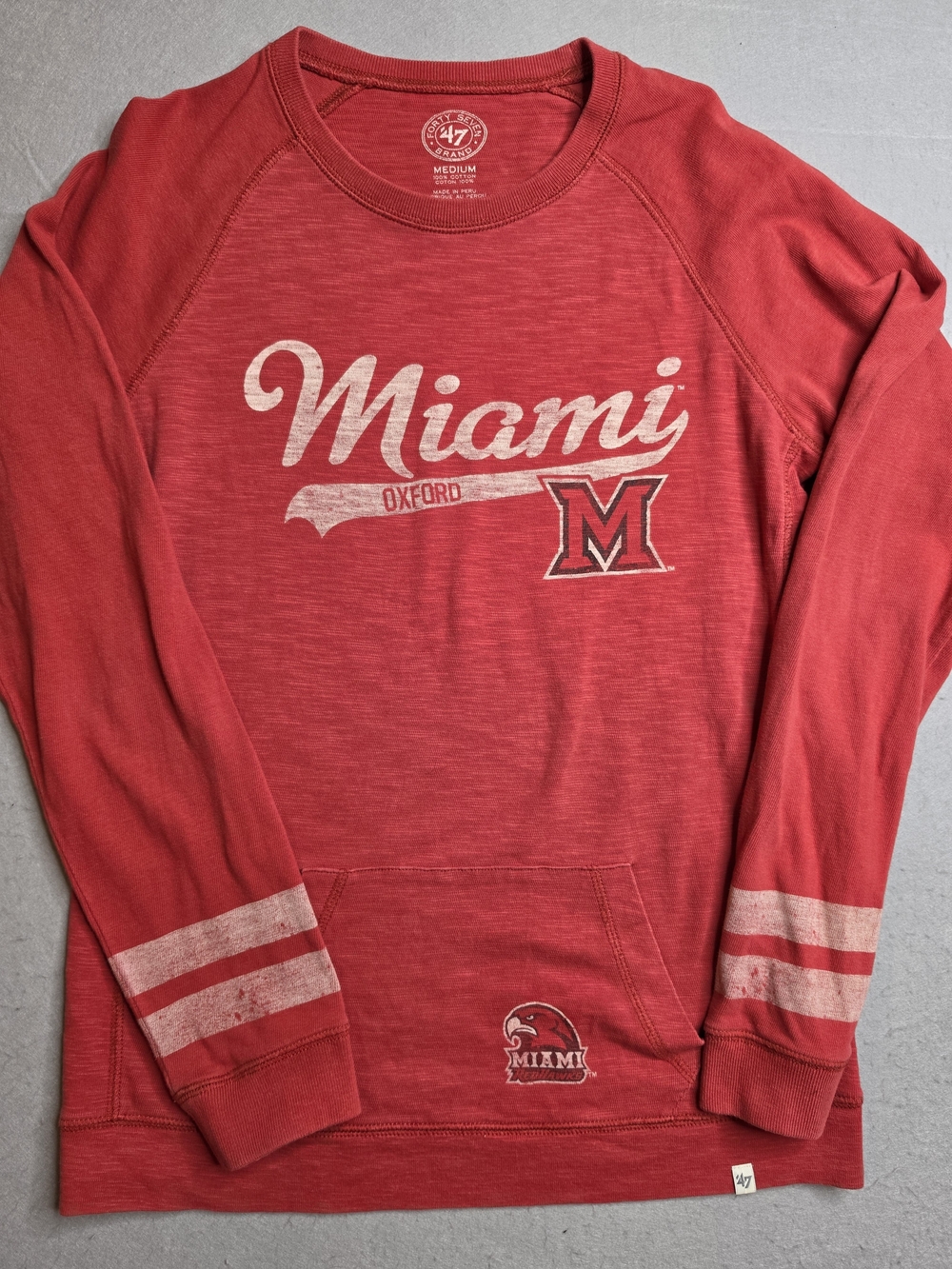 Miami Oxford‎ Red Crewneck Sweatshirt by '47 Brand Medium